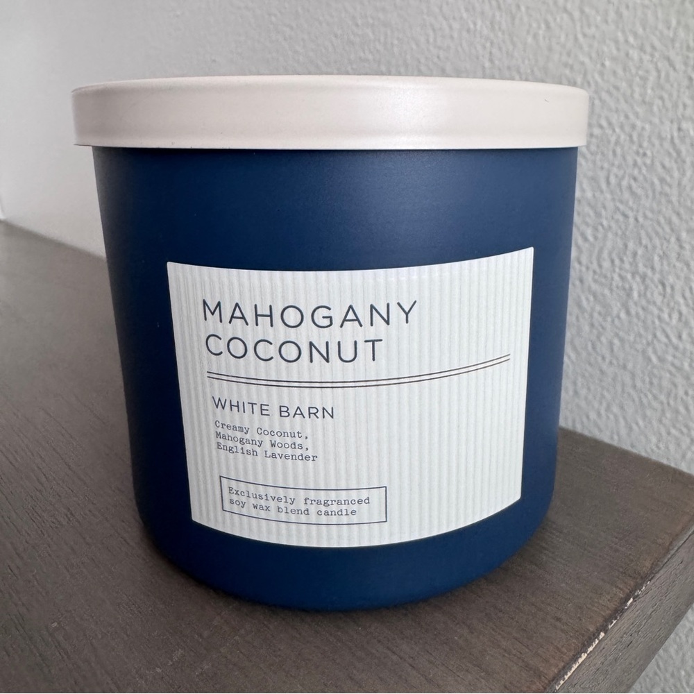 Bath & Body Works MAHOGANY COCONUT 3-Wick Candle NEW White Barn